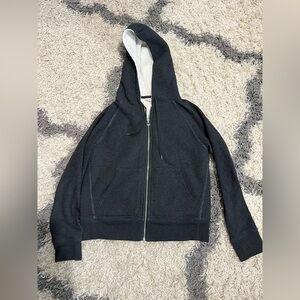 Classic Gap Zip-Up Hooded Sweatshirt in Charcoal- Size Small